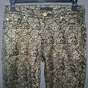 7 For All Mankind Womens Skinny Jeans Asian Gold Print Size 28